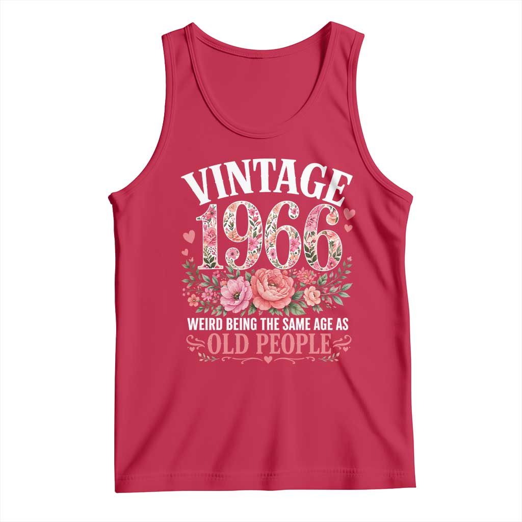 60th Birthday Gifts For Her Tank Top Floral 1966 Weird Being The Same Age As Old People TS10 Red Print Your Wear