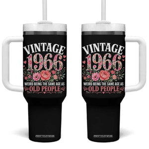 60th Birthday Gifts For Her Tumbler With Handle Floral 1966 Weird Being The Same Age As Old People TS10 One Size: 40 oz Black Print Your Wear