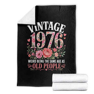 50th Birthday Gifts For Her Throw Blanket Floral 1976 Weird Being The Same Age As Old People TS10 Black Print Your Wear