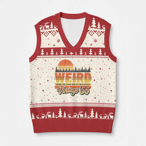 Funny 70th Birthday V-Neck Knit Sweater Vest Retro 1956 Weird Being The Same Age As Old People TS10 Beige Red Print Your Wear