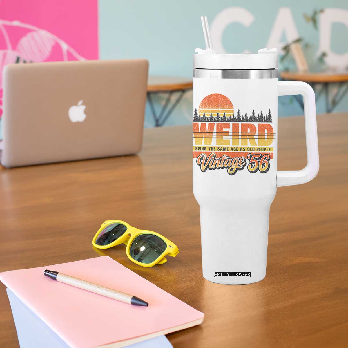 Funny 70th Birthday Tumbler With Handle Retro 1956 Weird Being The Same Age As Old People TS10 Print Your Wear