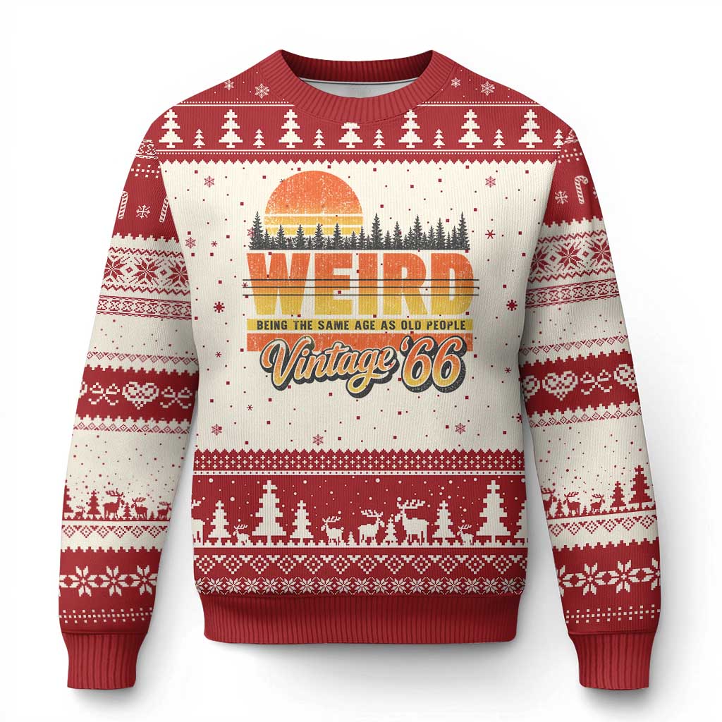 Funny 60th Birthday Ugly Christmas Sweater Retro 1966 Weird Being The Same Age As Old People TS10 Beige Red Print Your Wear