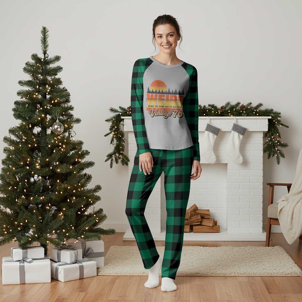 Funny 50th Birthday Plaid Pajama Set Retro 1976 Weird Being The Same Age As Old People TS10 Green Plaid Print Your Wear