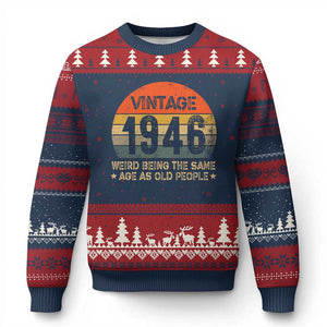 80th Birthday Ugly Christmas Sweater Retro 1946 Weird Being The Same Age As Old People TS10 Navy Red Print Your Wear