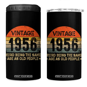 70th Birthday 4 in 1 Can Cooler Tumbler Retro 1956 Weird Being The Same Age As Old People TS10 One Size: 16 oz Black Print Your Wear