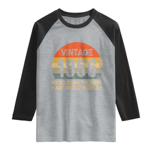 70th Birthday Raglan Shirt Retro 1956 Weird Being The Same Age As Old People TS10 Heather Gray Black Print Your Wear
