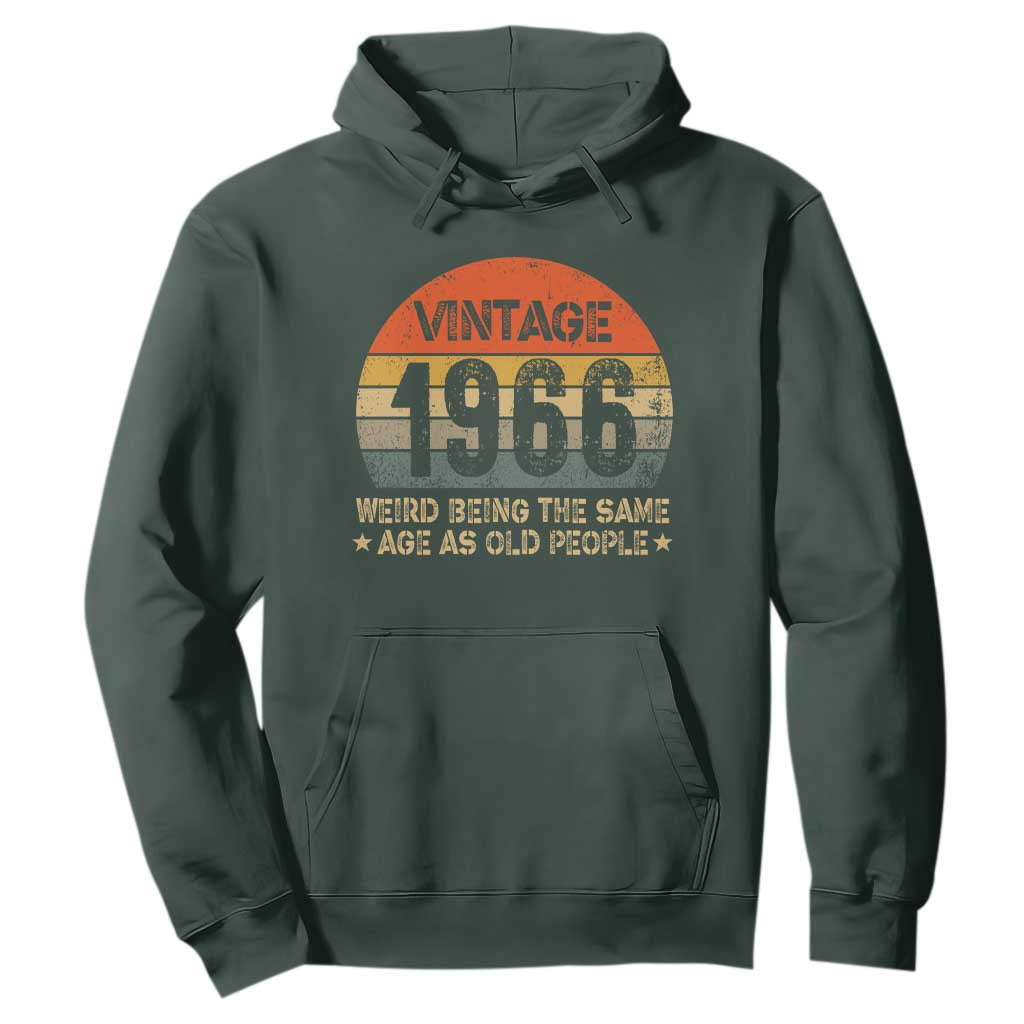 60th Birthday Hoodie Retro 1966 Weird Being The Same Age As Old People TS10 Dark Forest Green Print Your Wear