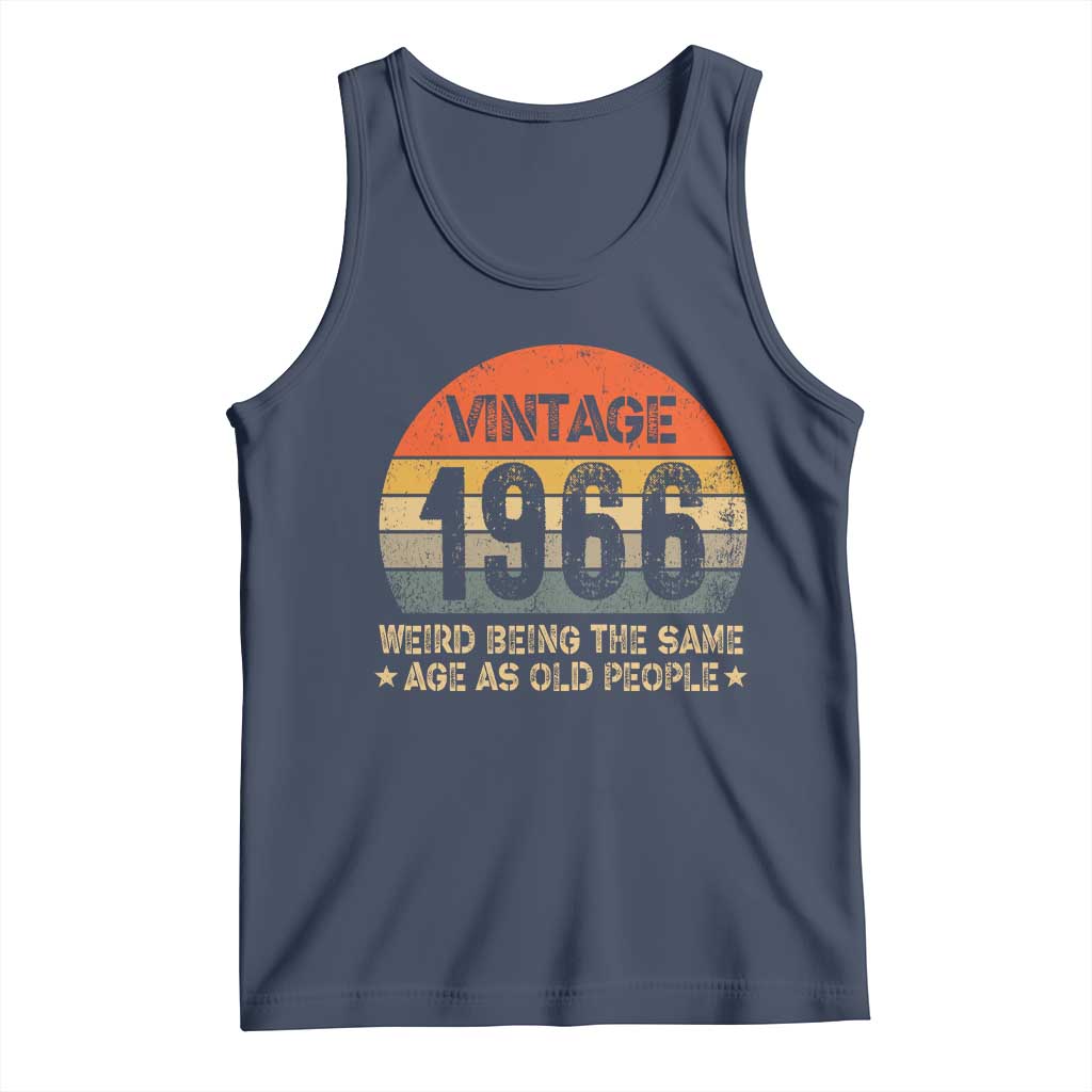 60th Birthday Tank Top Retro 1966 Weird Being The Same Age As Old People TS10 Navy Print Your Wear