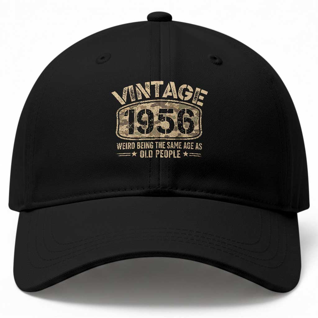 70th Birthday Gift For Men Baseball Cap Retro Camo 1956 Weird Being The Same Age As Old People TS10 Print Your Wear