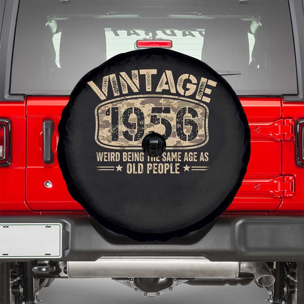 70th Birthday Gift For Men Spare Tire Cover Retro Camo 1956 Weird Being The Same Age As Old People TS10 Black Print Your Wear