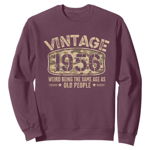70th Birthday Gift For Men Sweatshirt Retro Camo 1956 Weird Being The Same Age As Old People TS10 Maroon Print Your Wear