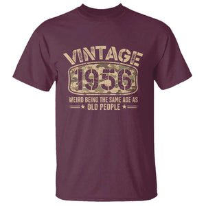 70th Birthday Gift For Men T Shirt Retro Camo 1956 Weird Being The Same Age As Old People TS10 Maroon Print Your Wear