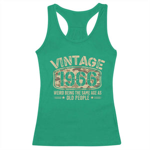 60th Birthday Gift For Men Racerback Tank Top Retro Camo 1966 Weird Being The Same Age As Old People TS10 Irish Green Print Your Wear