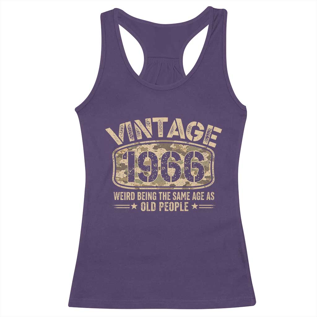 60th Birthday Gift For Men Racerback Tank Top Retro Camo 1966 Weird Being The Same Age As Old People TS10 Purple Print Your Wear