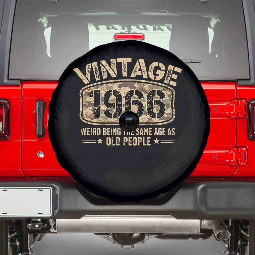 60th Birthday Gift For Men Spare Tire Cover Retro Camo 1966 Weird Being The Same Age As Old People TS10 Black Print Your Wear