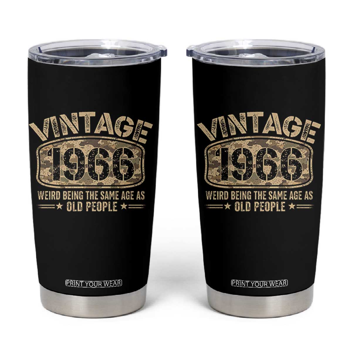 60th Birthday Gift For Men Tumbler Cup Retro Camo 1966 Weird Being The Same Age As Old People TS10 Black Print Your Wear