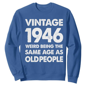 Funny 80th Birthday Sweatshirt Turning 80 Year Old Gifts Weird Being The Same Age As Old People TS10 Royal Blue Print Your Wear