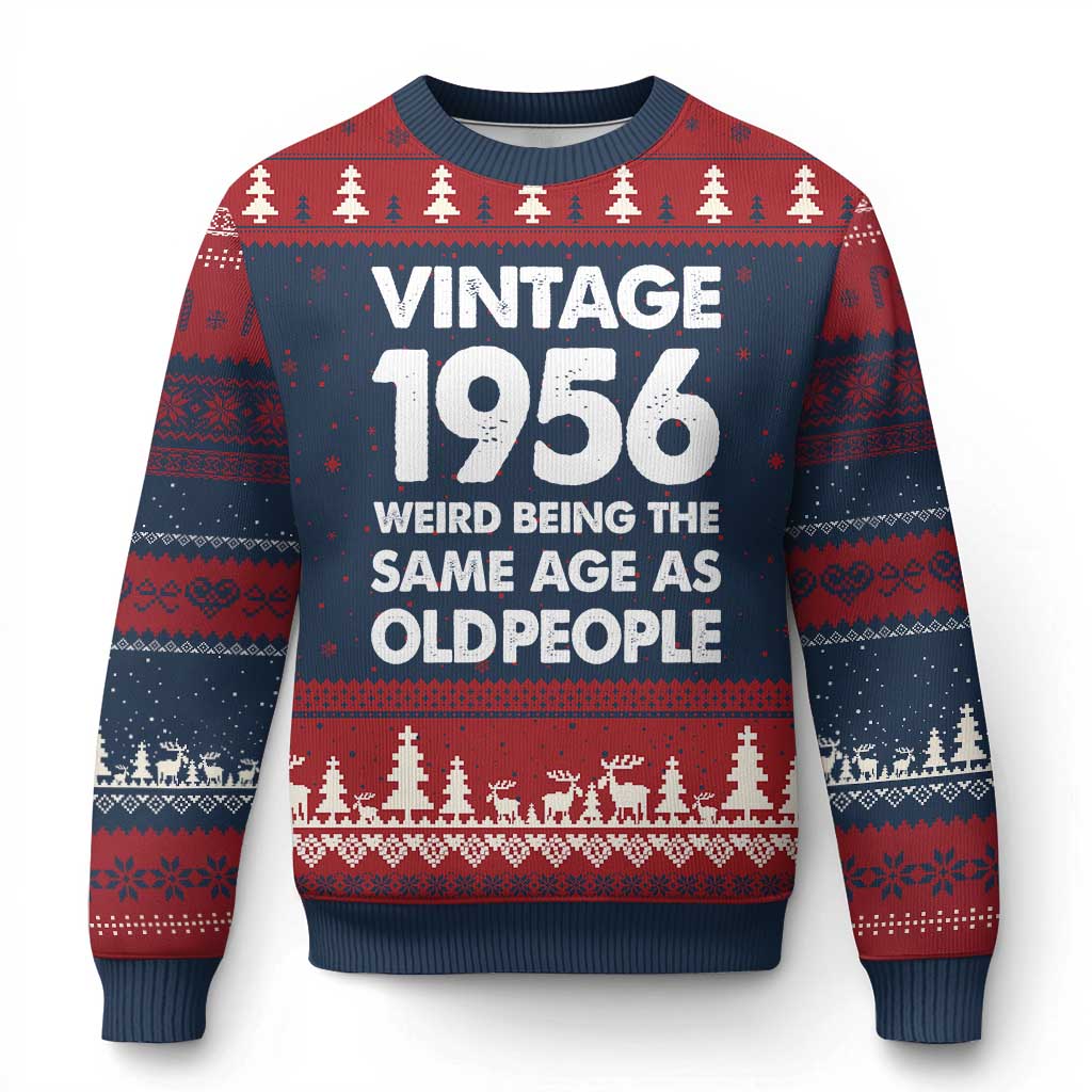 Funny 70th Birthday Ugly Christmas Sweater Turning 70 Year Old Gifts Weird Being The Same Age As Old People TS10 Navy Red Print Your Wear