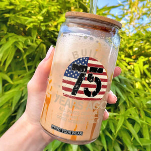 Funny 75th Birthday Glass Can Vintage US Flag Built 75 Years Ago Parts Original TS10 Black Print Your Wear