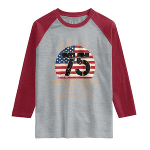 Funny 75th Birthday Raglan Shirt Vintage US Flag Built 75 Years Ago Parts Original TS10 Heather Gray Heather Red Print Your Wear