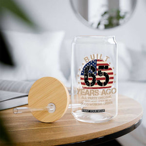 Funny 65th Birthday Glass Can Vintage US Flag Built 65 Years Ago Parts Original TS10 Print Your Wear
