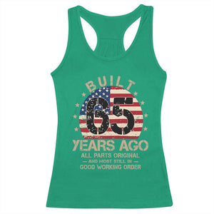 Funny 65th Birthday Racerback Tank Top Vintage US Flag Built 65 Years Ago Parts Original TS10 Irish Green Print Your Wear