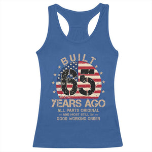Funny 65th Birthday Racerback Tank Top Vintage US Flag Built 65 Years Ago Parts Original TS10 Royal Blue Print Your Wear