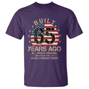 Funny 65th Birthday T Shirt Vintage US Flag Built 65 Years Ago Parts Original TS10 Purple Print Your Wear
