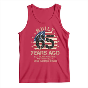 Funny 65th Birthday Tank Top Vintage US Flag Built 65 Years Ago Parts Original TS10 Red Print Your Wear