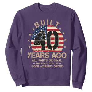 Funny 40th Birthday Sweatshirt Vintage US Flag Built 40 Years Ago Parts Original TS10 Purple Print Your Wear