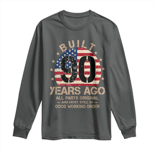 Funny 90th Birthday Long Sleeve Shirt Vintage US Flag Built 90 Years Ago Parts Original TS10 Dark Heather Print Your Wear