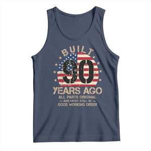 Funny 90th Birthday Tank Top Vintage US Flag Built 90 Years Ago Parts Original TS10 Navy Print Your Wear