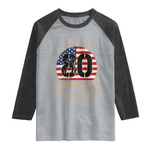 Funny 80th Birthday Raglan Shirt Vintage US Flag Built 80 Years Ago Parts Original TS10 Heather Gray Heather Charcoal Print Your Wear