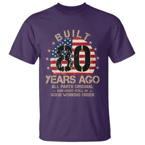 Funny 80th Birthday T Shirt Vintage US Flag Built 80 Years Ago Parts Original TS10 Purple Print Your Wear