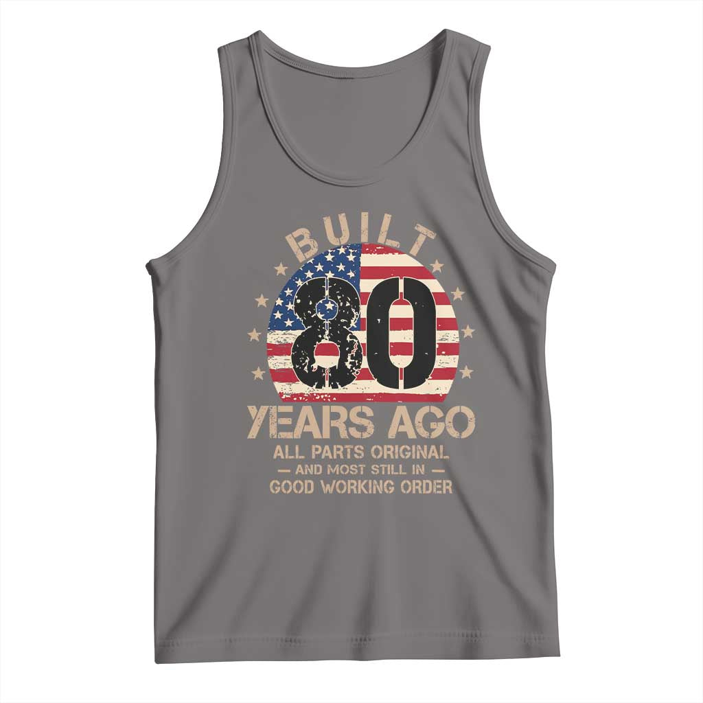 Funny 80th Birthday Tank Top Vintage US Flag Built 80 Years Ago Parts Original TS10 Deep Heather Print Your Wear
