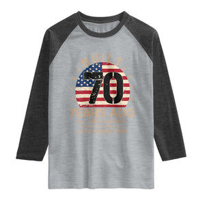 Funny 70th Birthday Raglan Shirt Vintage US Flag Built 70 Years Ago Parts Original TS10 Heather Gray Heather Charcoal Print Your Wear