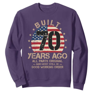 Funny 70th Birthday Sweatshirt Vintage US Flag Built 70 Years Ago Parts Original TS10 Purple Print Your Wear