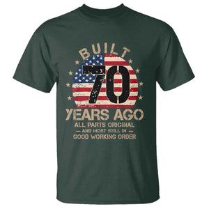 Funny 70th Birthday T Shirt Vintage US Flag Built 70 Years Ago Parts Original TS10 Dark Forest Green Print Your Wear