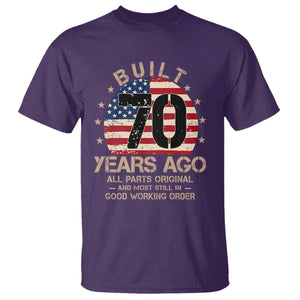 Funny 70th Birthday T Shirt Vintage US Flag Built 70 Years Ago Parts Original TS10 Purple Print Your Wear