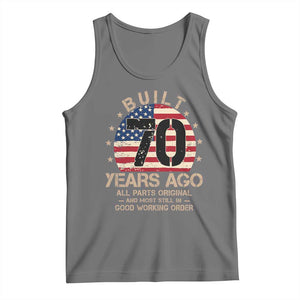 Funny 70th Birthday Tank Top Vintage US Flag Built 70 Years Ago Parts Original TS10 Black Heather Print Your Wear