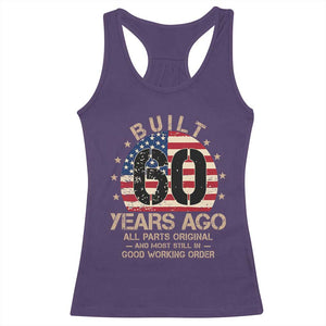 Funny 60th Birthday Racerback Tank Top Vintage US Flag Built 60 Years Ago Parts Original TS10 Purple Print Your Wear