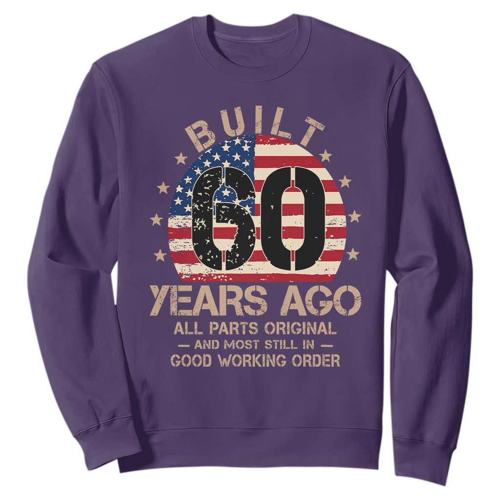 Funny 60th Birthday Sweatshirt Vintage US Flag Built 60 Years Ago Parts Original TS10 Purple Print Your Wear