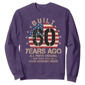 Funny 60th Birthday Sweatshirt Vintage US Flag Built 60 Years Ago Parts Original TS10 Purple Print Your Wear