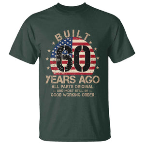 Funny 60th Birthday T Shirt Vintage US Flag Built 60 Years Ago Parts Original TS10 Dark Forest Green Print Your Wear