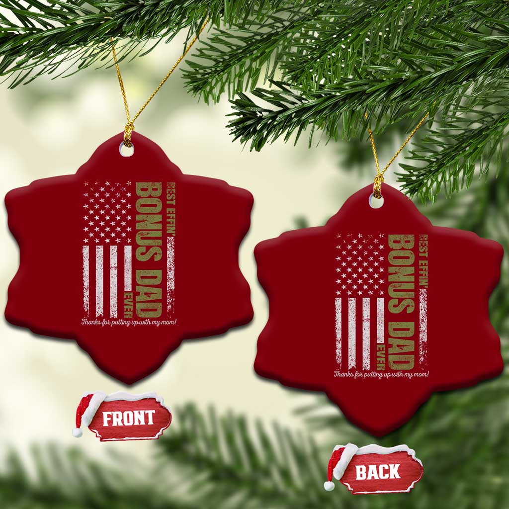 Best Effin Bonus Dad Ever Ceramic Ornament Vintage Step Dad American Flag TS10 Print Your Wear