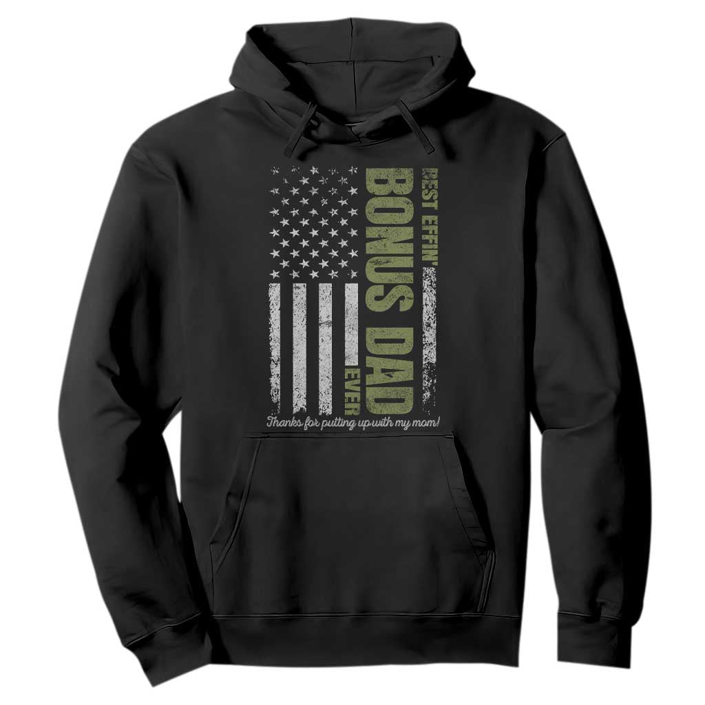 Best Effin Bonus Dad Ever Hoodie Vintage Step Dad American Flag TS10 Black Print Your Wear