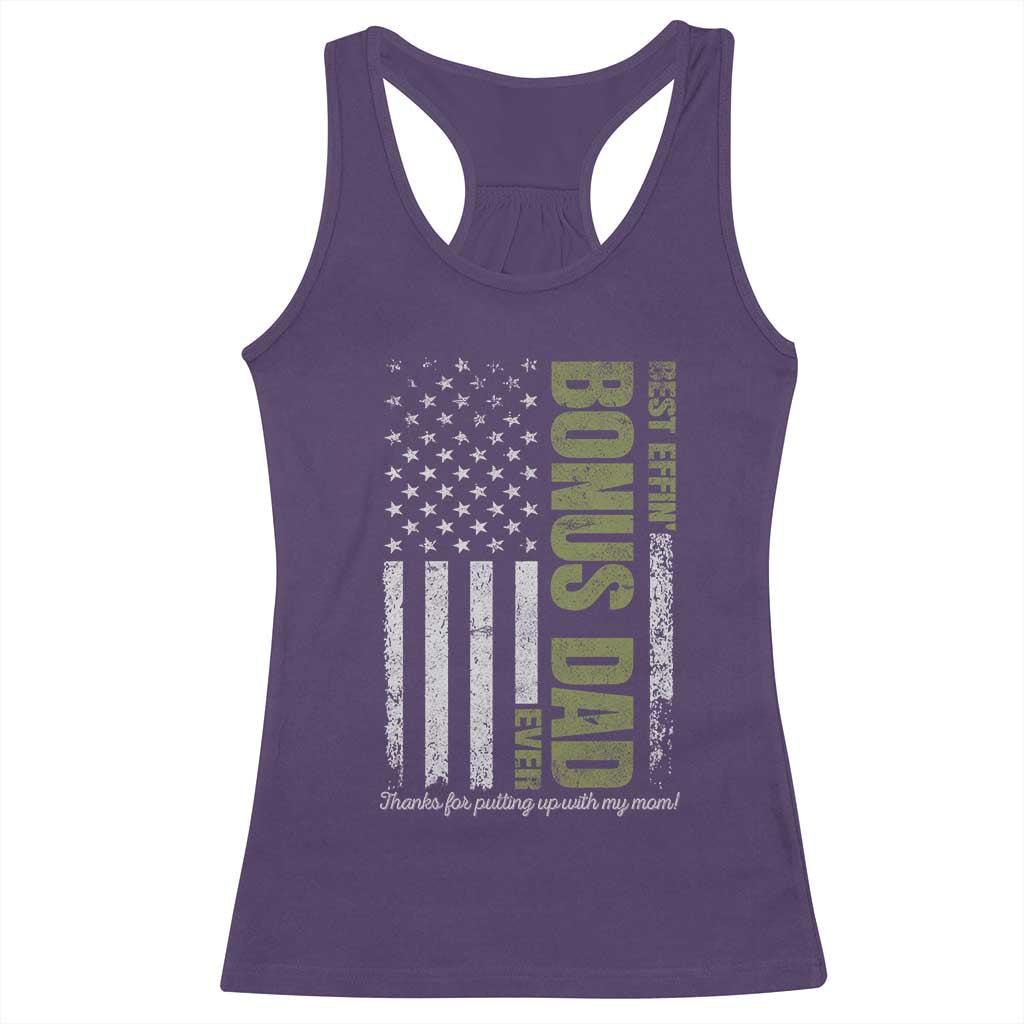 Best Effin Bonus Dad Ever Racerback Tank Top Vintage Step Dad American Flag TS10 Purple Print Your Wear