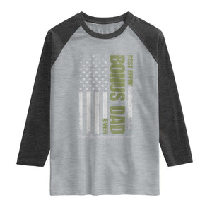 Best Effin Bonus Dad Ever Raglan Shirt Vintage Step Dad American Flag TS10 Heather Gray Heather Charcoal Print Your Wear