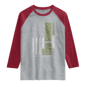Best Effin Bonus Dad Ever Raglan Shirt Vintage Step Dad American Flag TS10 Heather Gray Heather Red Print Your Wear