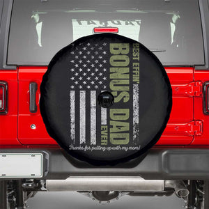 Best Effin Bonus Dad Ever Spare Tire Cover Vintage Step Dad American Flag TS10 Black Print Your Wear